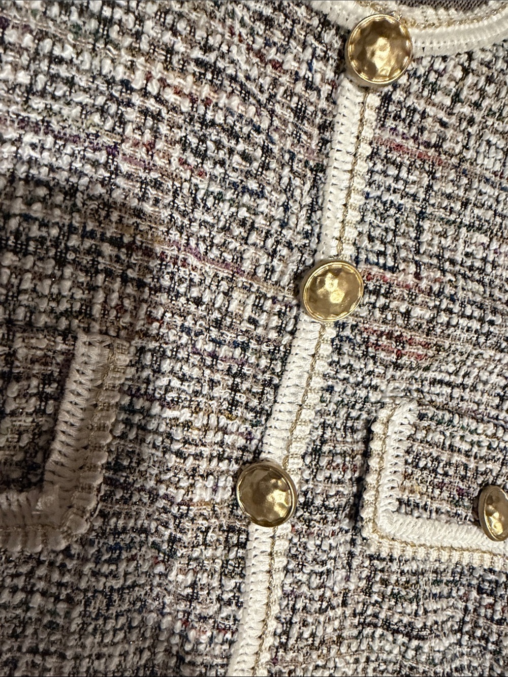 Dazy Old Money Tweed Short-Sleeve Pocket Dress in Multi-Gray - Picture 4 of 7